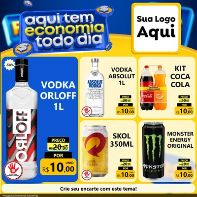Modelo de Rede Social para Feed Facebook com o tema Aqui Tem Economia Todo Dia para Distribuidora de bebidas