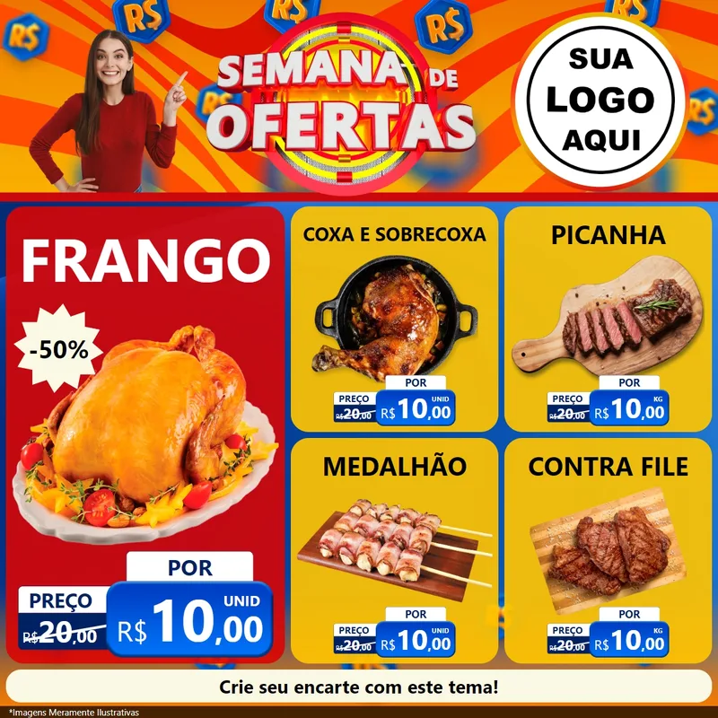 Modelo de Rede Social para Feed Facebook com o tema Semana de Ofertas para Assados