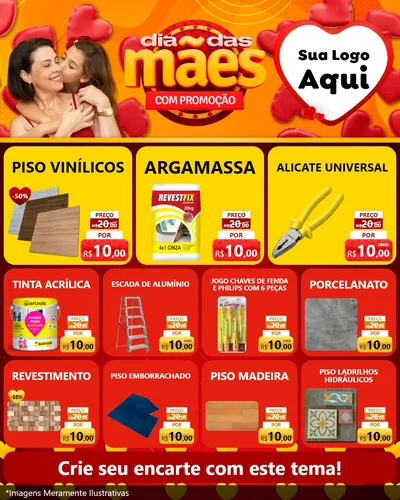 Modelo de Rede Social para Feed Instagram com o tema Dia das Mães com Promoção para Material para Construção