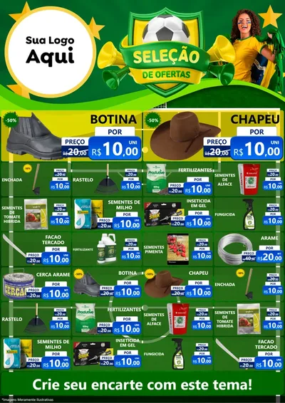 Modelo de Encarte para Encarte A4 Vertical com o tema Seleção de Ofertas - Copa para Agropecuária
