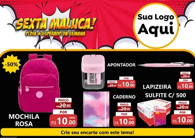 Modelo de Encarte para Encarte A4 Horizontal com o tema Sexta Maluca! para Papelaria