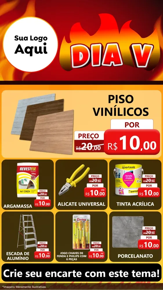Modelo de Rede Social para Stories com o tema Dia V para Material para Construção
