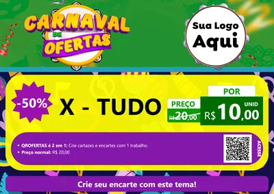 Modelo de Cartaz para Cartaz A4 Horizontal com o tema Carnaval de Ofertas para Hamburgueria