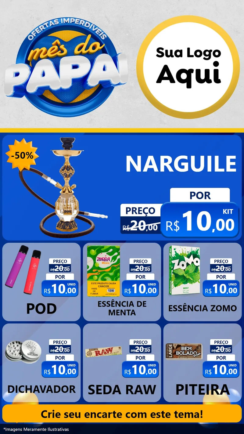 Modelo de Rede Social para Stories com o tema Ofertas Imperdíveis Mês Do Papai para Tabacaria