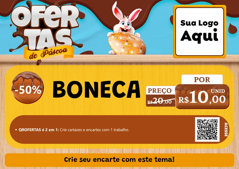 Modelo de Cartaz para Cartaz A4 Horizontal com o tema Ofertas de Páscoa para Brinquedos