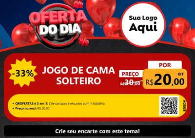 Modelo de Cartaz para Cartaz A4 Horizontal com o tema Oferta do Dia para Cama, Mesa e Banho