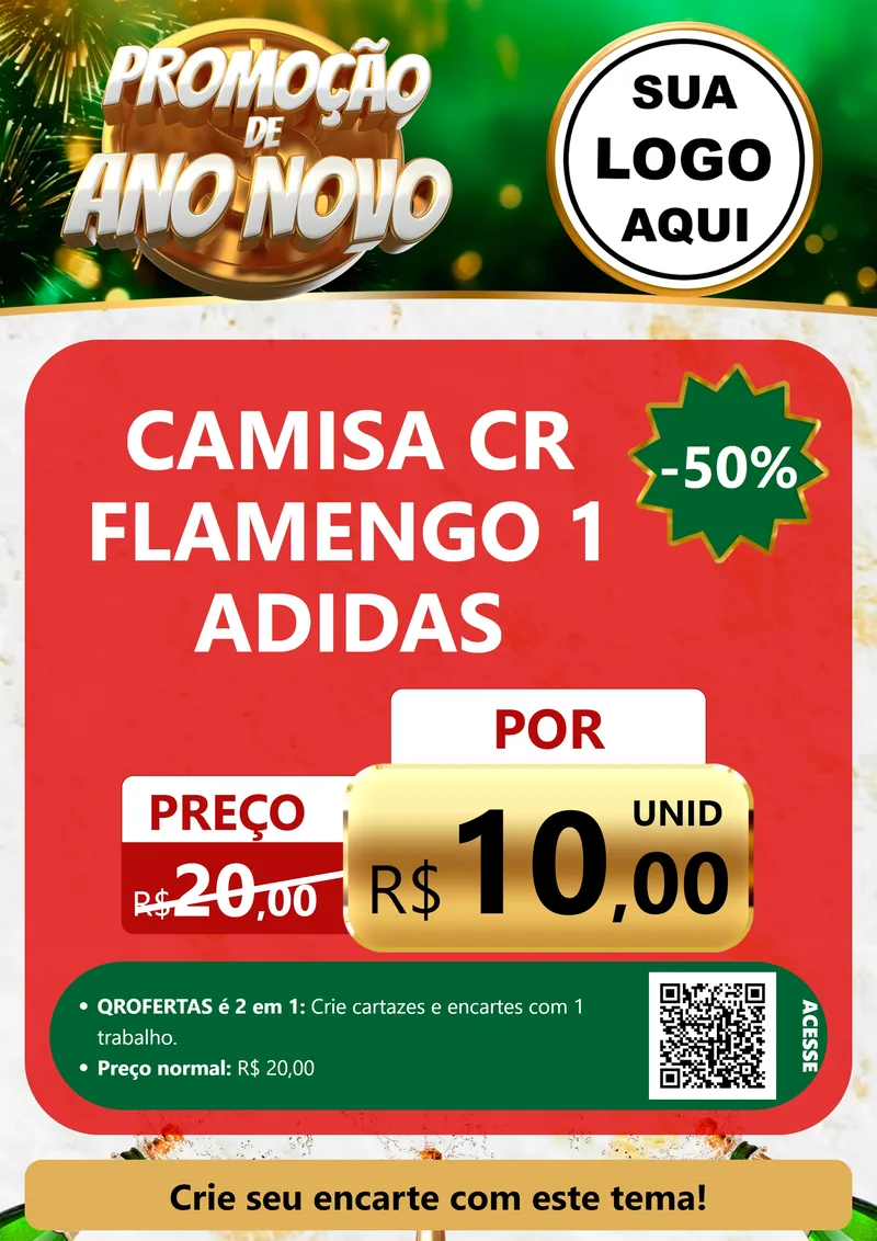 Modelo de Cartaz para Cartaz A4 Vertical com o tema Promoção de Ano Novo para Roupas e acessórios