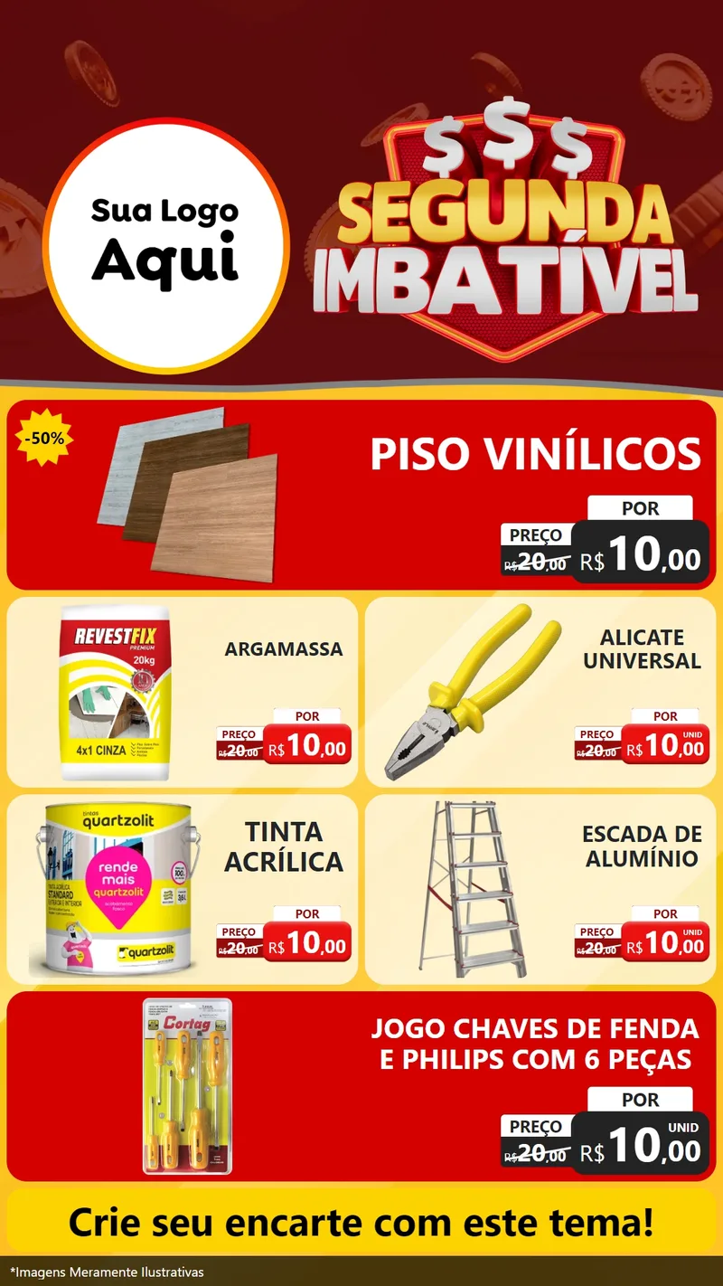 Modelo de TV para TV Vertical com o tema Segunda Imbatível para Material para Construção