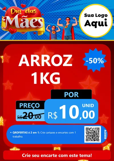 Modelo de Cartaz para Cartaz A4 Vertical com o tema Dia das Mães para Supermercado