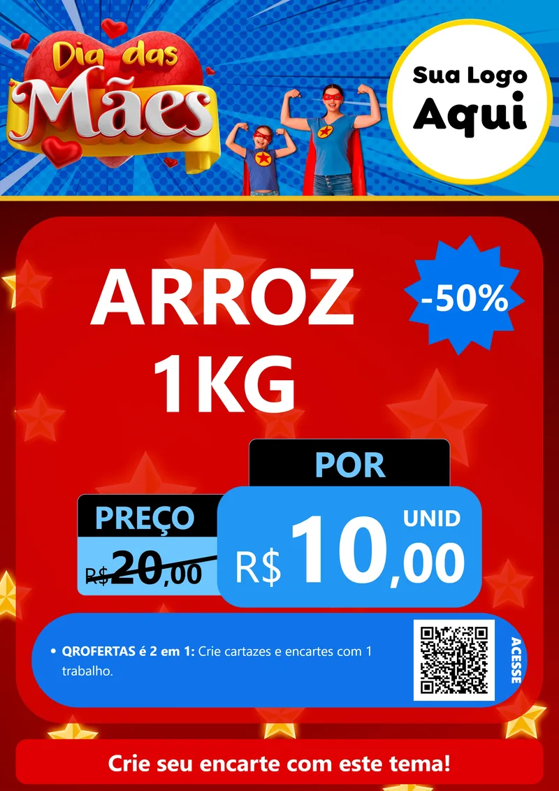Modelo de Cartaz para Cartaz A4 Vertical com o tema Dia das Mães para Supermercado
