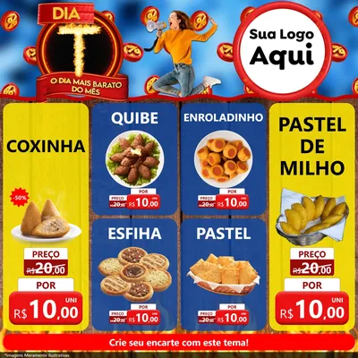 Modelo de Rede Social para Feed Facebook com o tema Dia T - O Dia Mais Barato Do Mês para Salgadaria