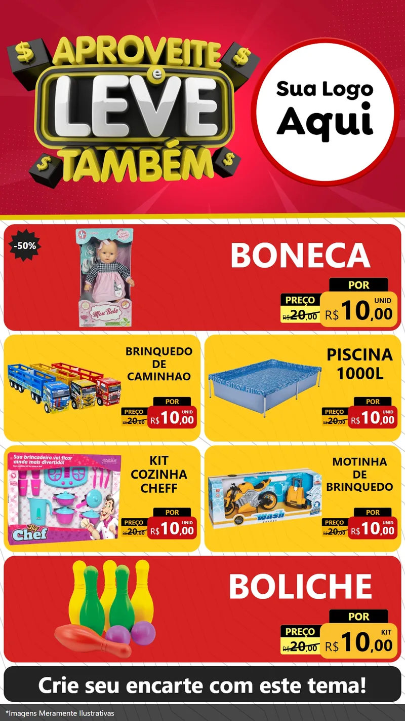 Modelo de TV para TV Vertical com o tema Aproveite e Leve Também para Brinquedos