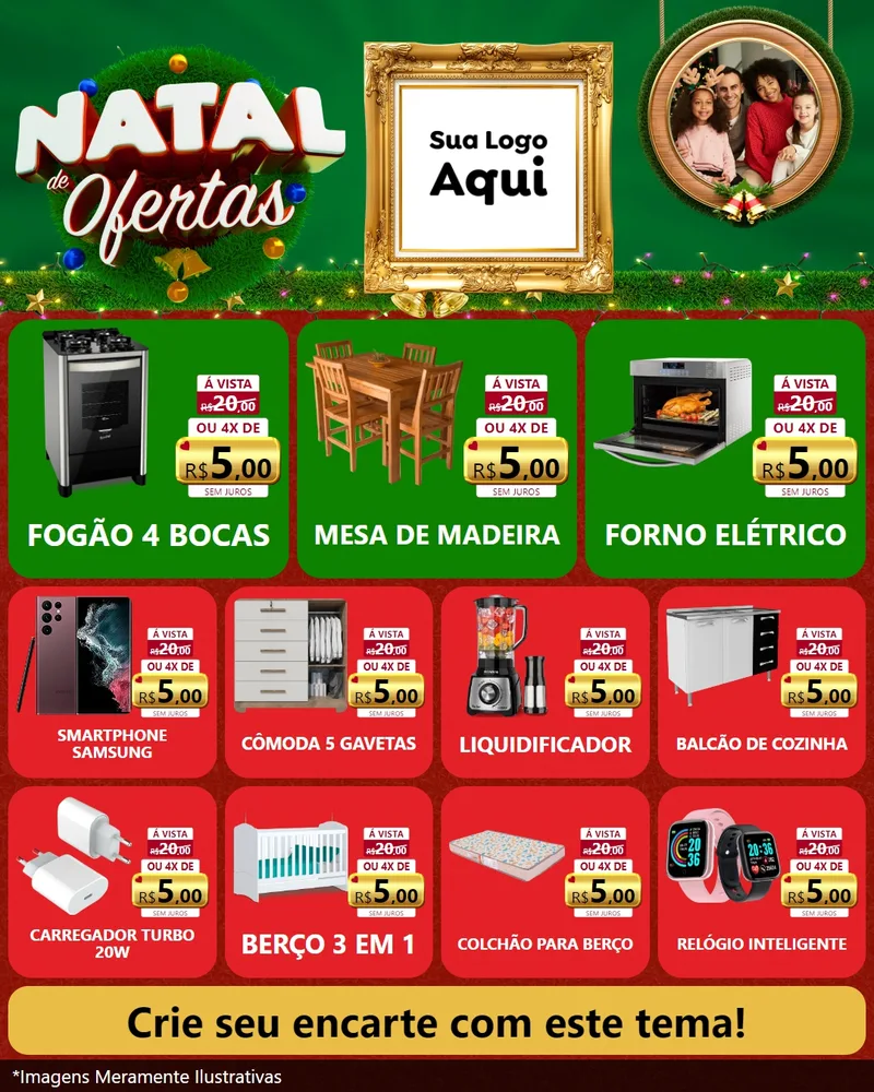 Modelo de Rede Social para Feed Instagram com o tema Natal de Ofertas para Móveis e Eletro