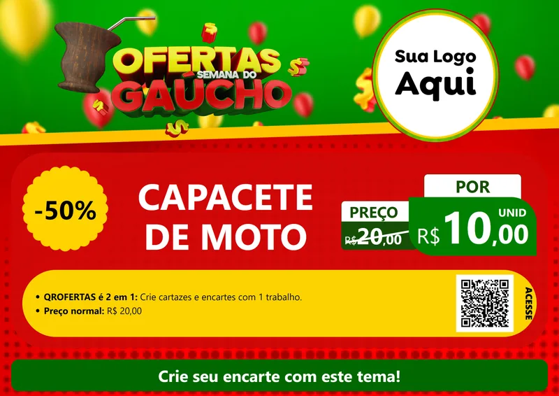 Modelo de Cartaz para Cartaz A4 Horizontal com o tema Ofertas Semana Do Gaúcho para Moto peças