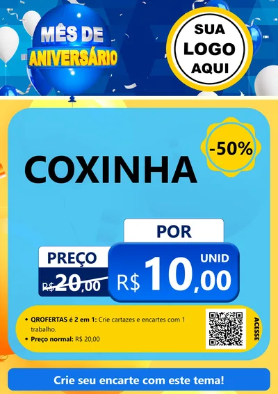 Modelo de Cartaz para Cartaz A4 Vertical com o tema Mês de Aniversário para Salgadaria