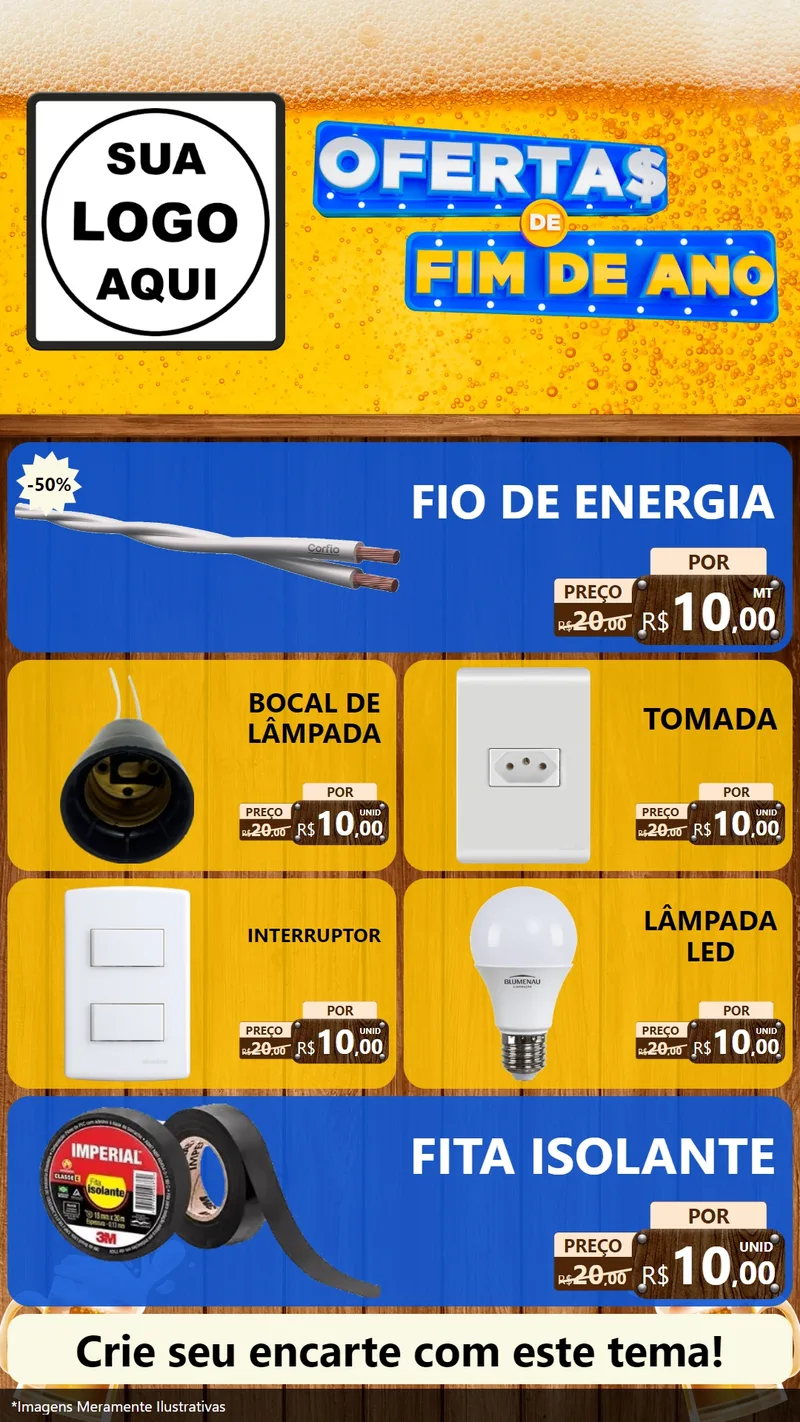 Modelo de TV para TV Vertical com o tema Ofertas de Fim de Ano para Materiais Elétricos