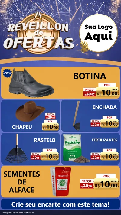 Modelo de TV para TV Vertical com o tema Réveillon de Ofertas para Agropecuária