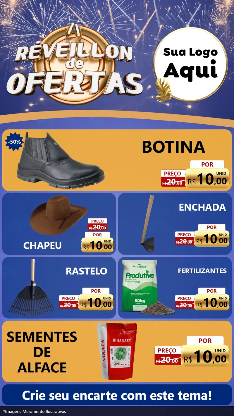 Modelo de TV para TV Vertical com o tema Réveillon de Ofertas para Agropecuária