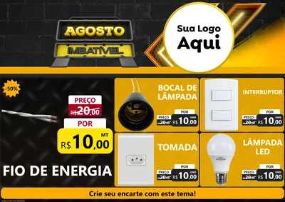 Modelo de Encarte para Encarte A4 Horizontal com o tema Agosto Imbatível para Materiais Elétricos
