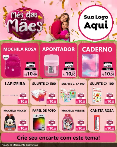 Modelo de Rede Social para Feed Instagram com o tema Mês das Mães para Papelaria