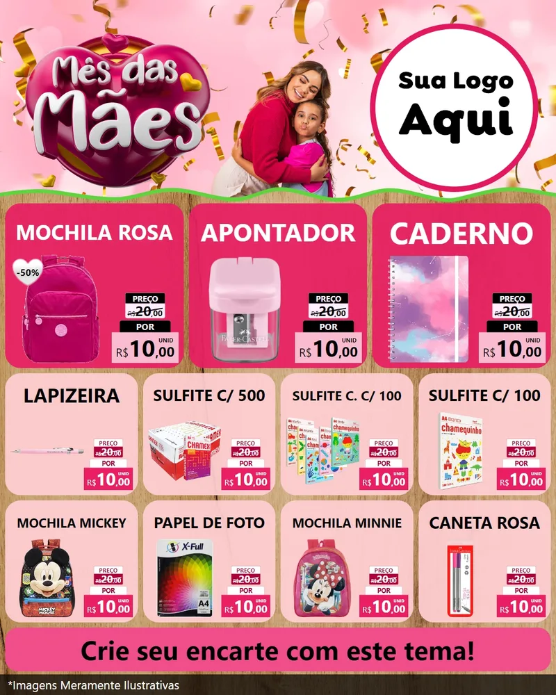 Modelo de Rede Social para Feed Instagram com o tema Mês das Mães para Papelaria