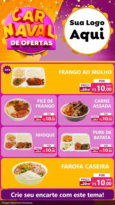 Modelo de TV para TV Vertical com o tema Carnaval de Ofertas para Restaurante