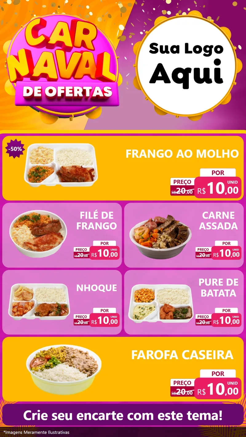 Modelo de TV para TV Vertical com o tema Carnaval de Ofertas para Restaurante