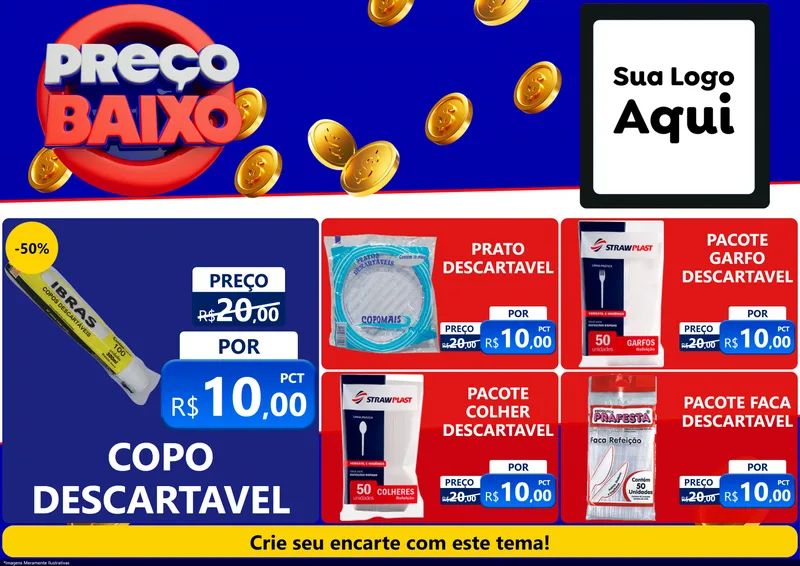 Modelo de Encarte para Encarte A4 Horizontal com o tema Preço Baixo para Embalagens
