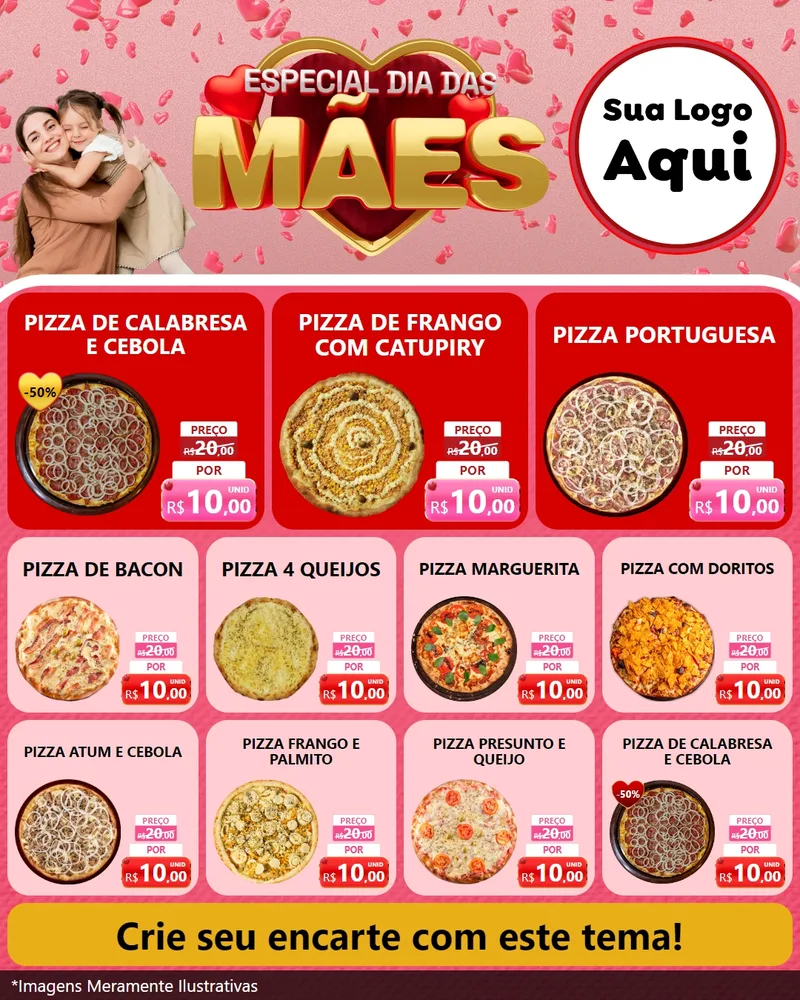 Modelo de Rede Social para Feed Instagram com o tema Especial Dia Das Mães para Pizzaria