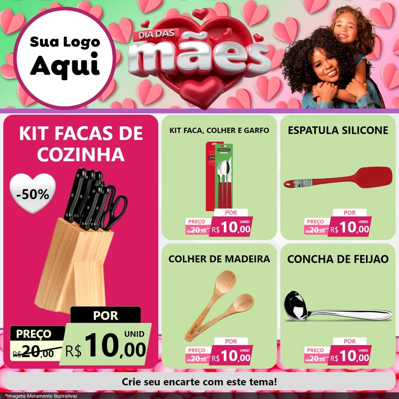 Modelo de Rede Social para Feed Facebook com o tema Dia das Mães para Utilidades Domésticas