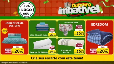 Modelo de TV para TV Horizontal com o tema Outubro Imbatível para Cama, Mesa e Banho
