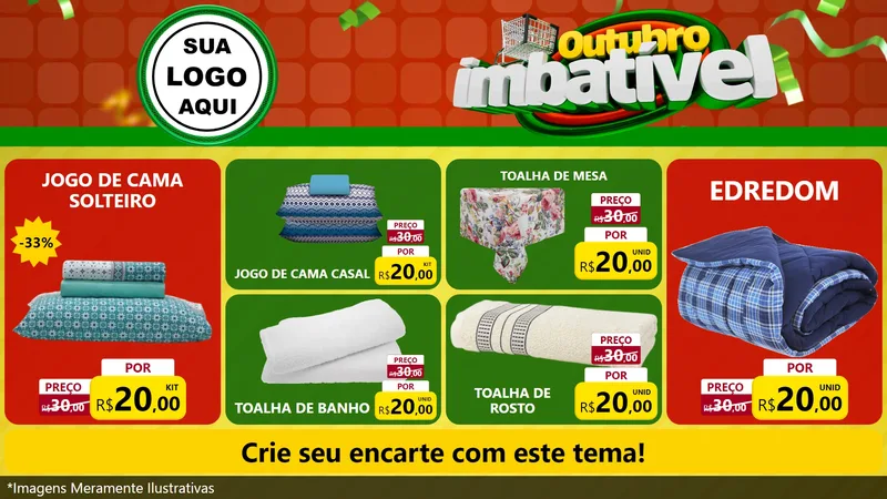 Modelo de TV para TV Horizontal com o tema Outubro Imbatível para Cama, Mesa e Banho