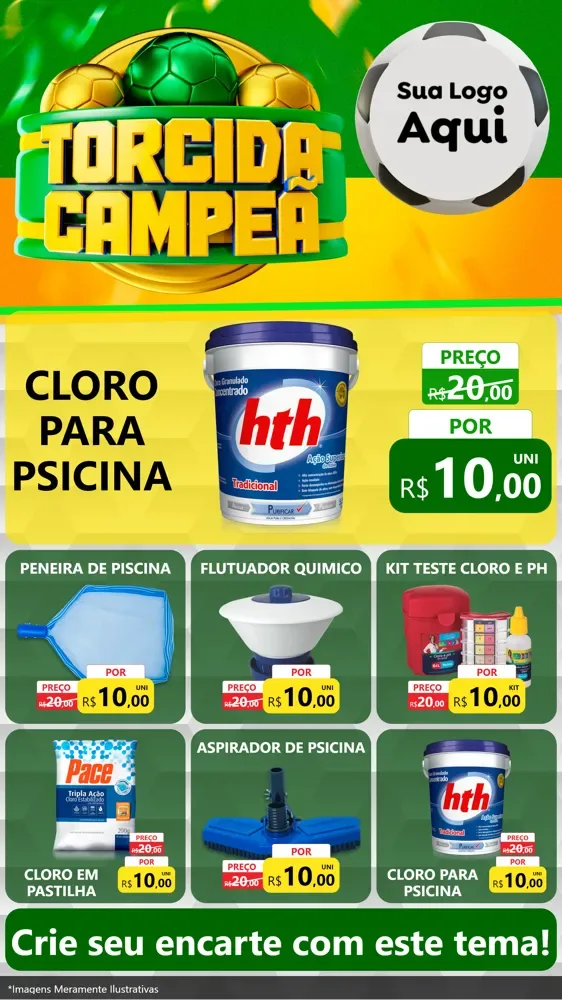 Modelo de Rede Social para Stories com o tema Torcida Campeã - Copa para Produtos para Piscina