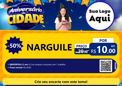 Modelo de Cartaz para Cartaz A4 Horizontal com o tema Aniversário da Cidade para Tabacaria