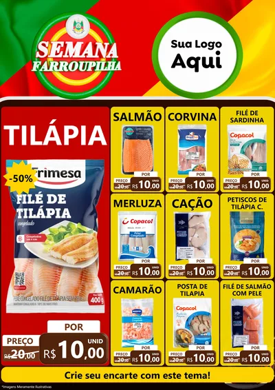 Modelo de Encarte para Encarte A4 Vertical com o tema Semana Farroupilha para Peixaria