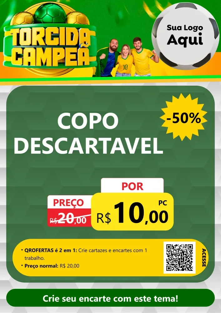 Modelo de Cartaz para Cartaz A4 Vertical com o tema Torcida Campeã - Copa para Embalagens