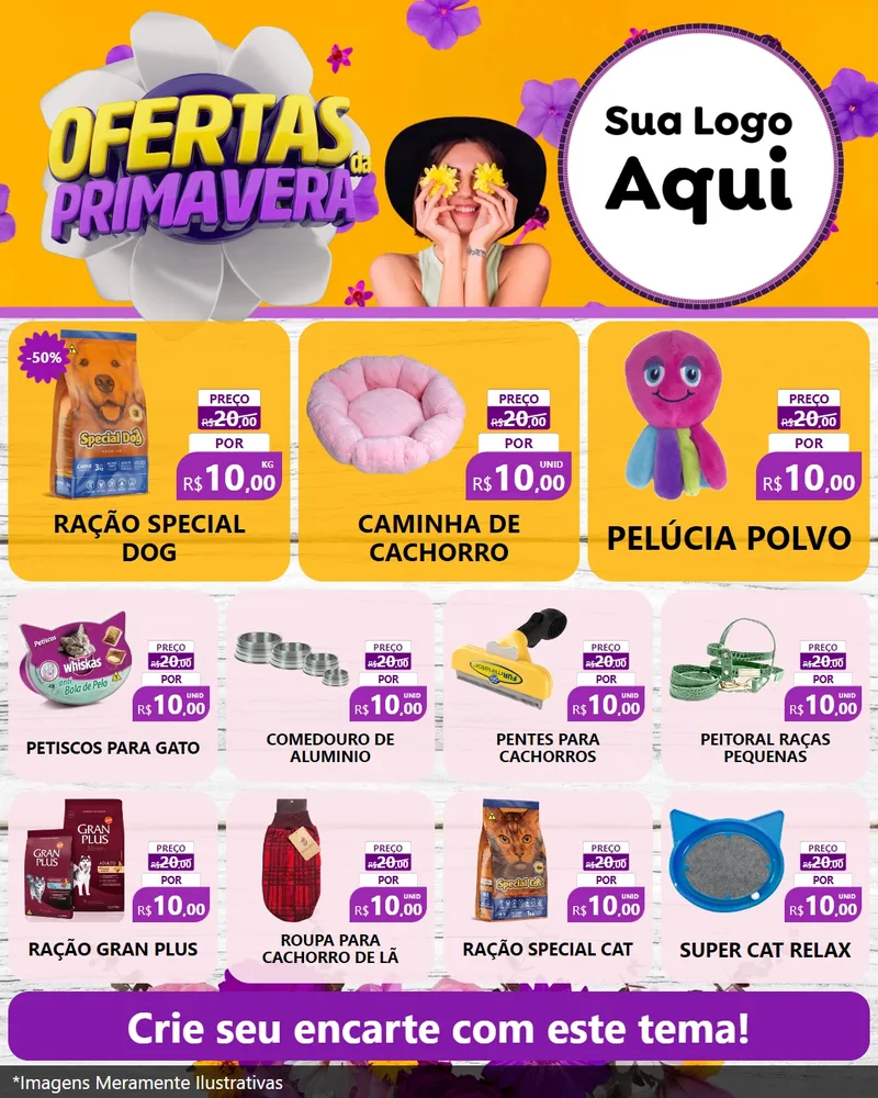 Modelo de Rede Social para Feed Instagram com o tema Ofertas Da Primavera para Pet Shop