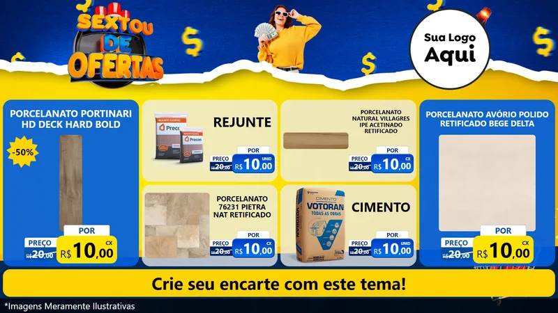 Modelo de TV para TV Horizontal com o tema Sextou de Ofertas para Pisos e revestimentos
