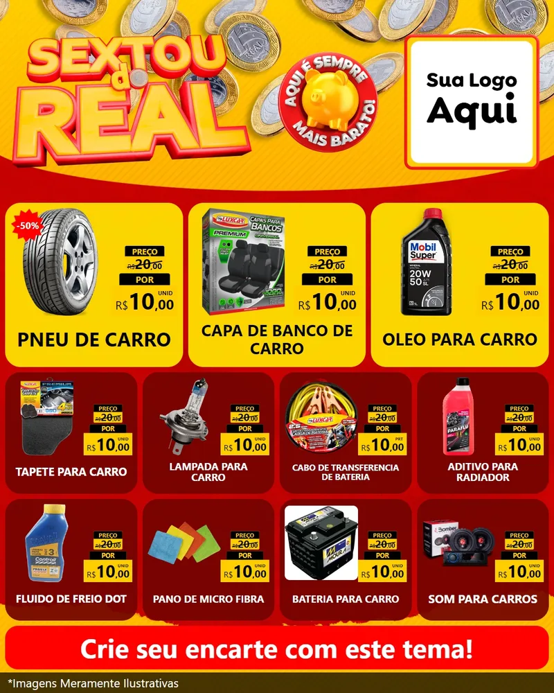 Modelo de Rede Social para Feed Instagram com o tema Sextou do Real para Auto peças