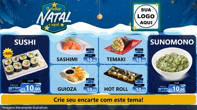 Modelo de TV para TV Horizontal com o tema O Melhor Natal É Aqui! para Comida japonesa