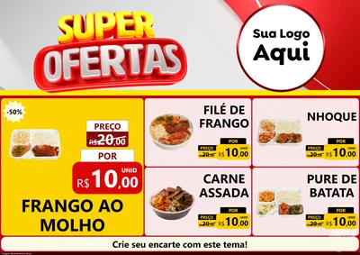 Modelo de Encarte para Encarte A4 Horizontal com o tema Super Ofertas para Restaurante