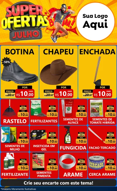 Modelo de Encarte para Encarte Grande com o tema Super Ofertas Julho para Agropecuária