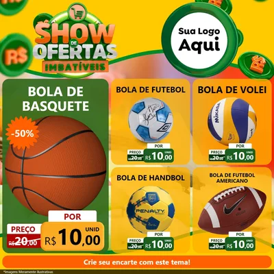 Modelo de Rede Social para Feed Facebook com o tema Show de Ofertas Imbatíveis para Artigos Esportivos