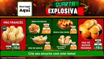 Modelo de TV para TV Horizontal com o tema Quarta Explosiva para Padaria