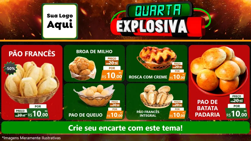 Modelo de TV para TV Horizontal com o tema Quarta Explosiva para Padaria