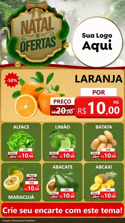 Modelo de Rede Social para Stories com o tema Ofertas de Natal para Hortifrúti