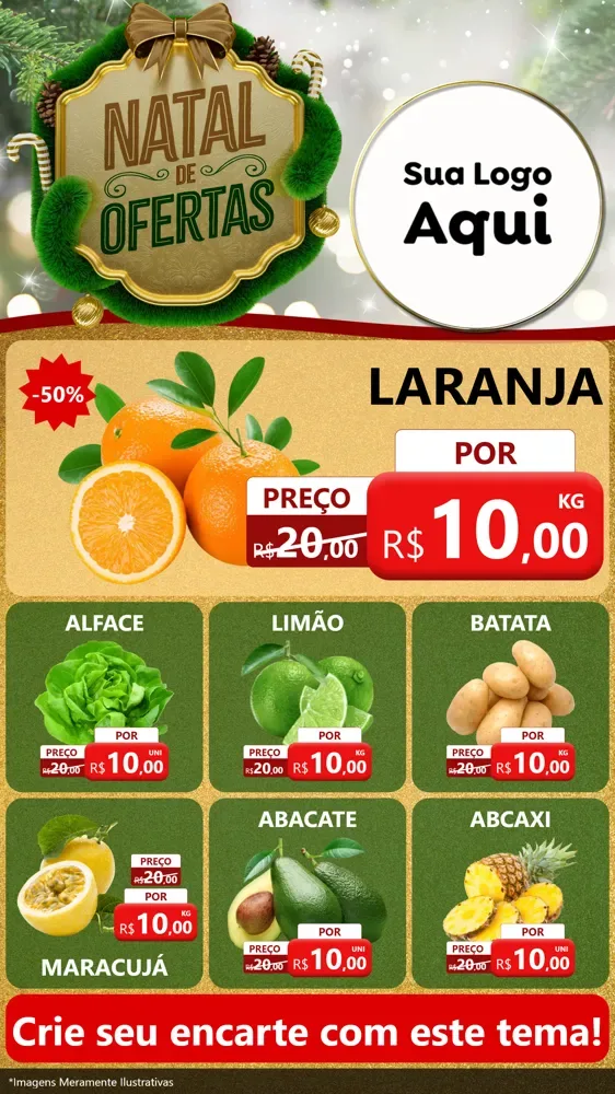 Modelo de Rede Social para Stories com o tema Ofertas de Natal para Hortifrúti