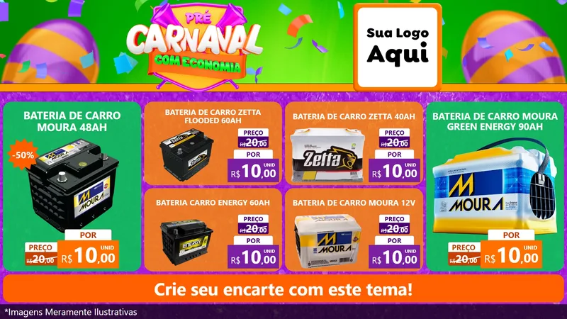 Modelo de TV para TV Horizontal com o tema Pré-Carnaval Com Economia para Baterias Elétricas