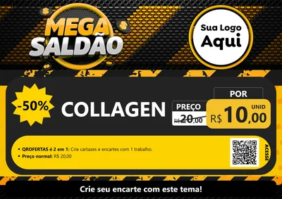 Modelo de Cartaz para Cartaz A4 Horizontal com o tema Mega Saldão para Suplementos alimentares