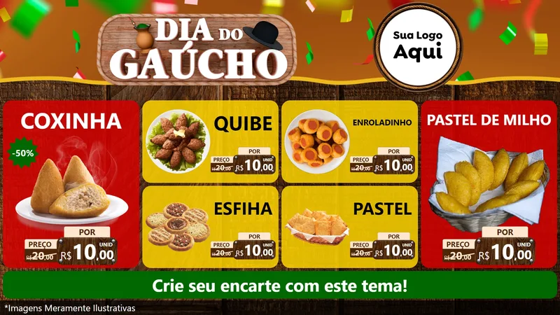 Modelo de TV para TV Horizontal com o tema Dia do Gaúcho para Salgadaria